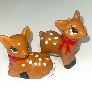 NWT- reindeer ceramic salt and pepper shakers